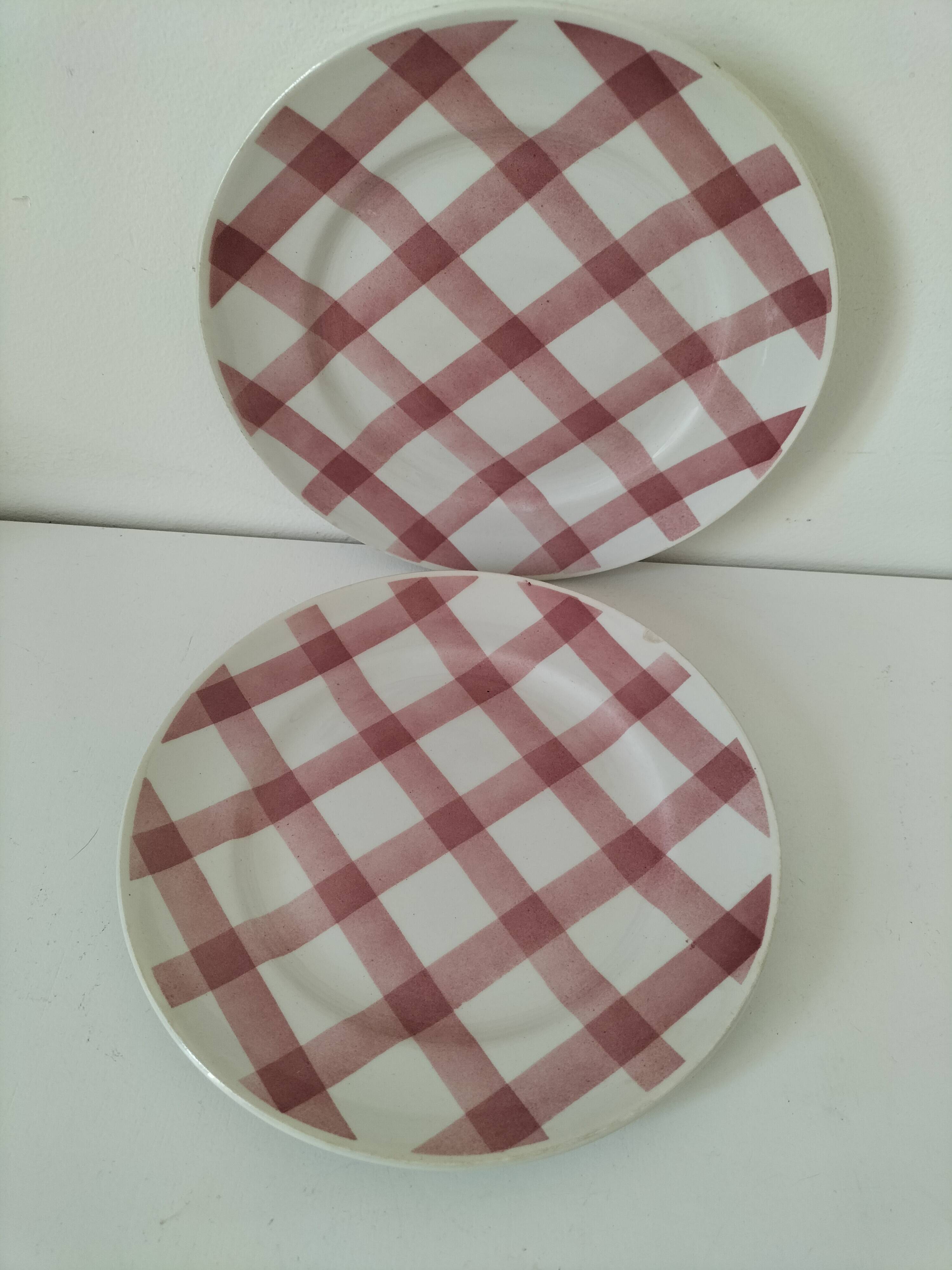 Set of dessert plates Moulin des Loups model Pink Tablecloth – 1950s