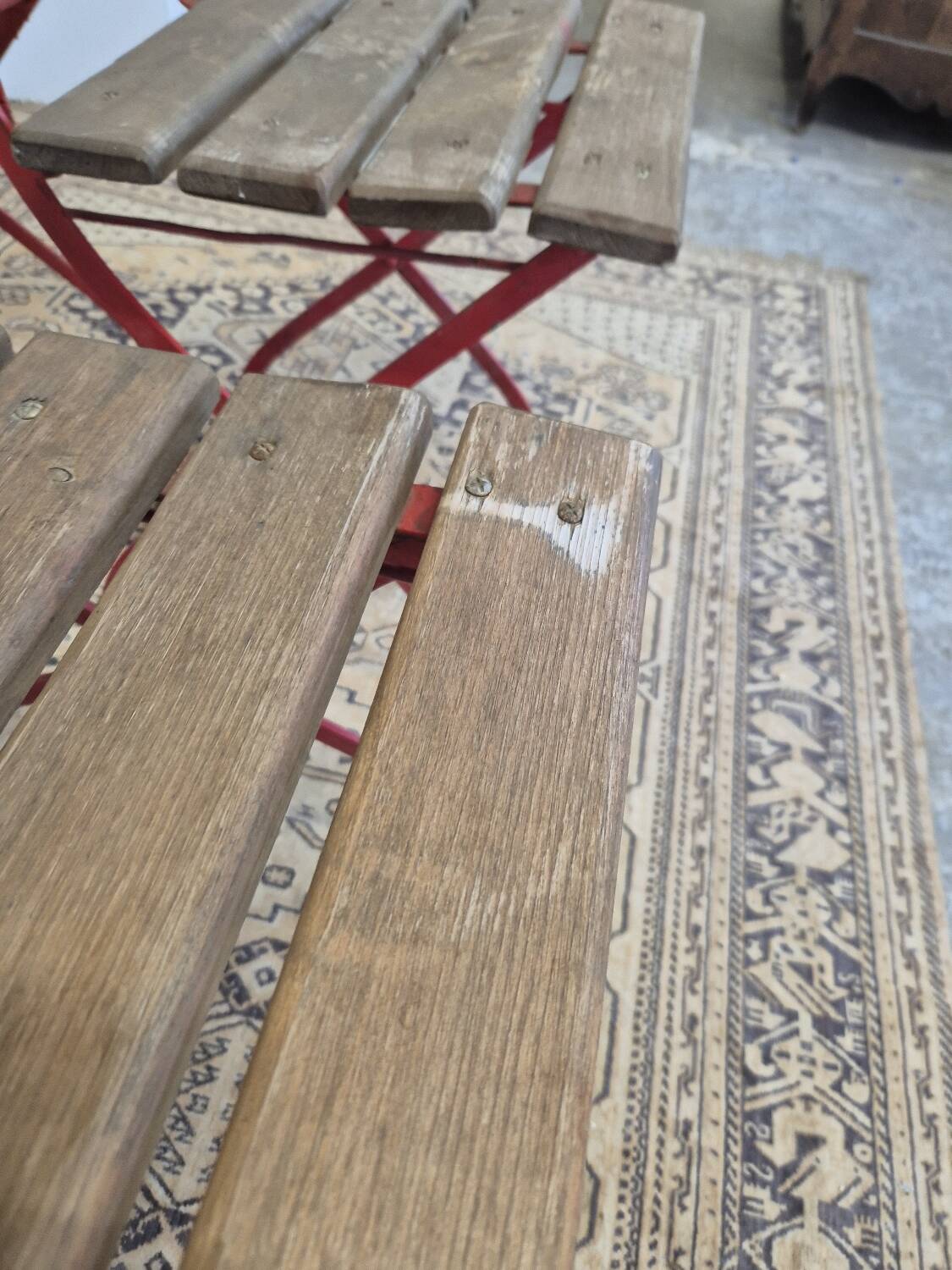 Set of 4 folding chairs for old bistro, guinguette, brasserie