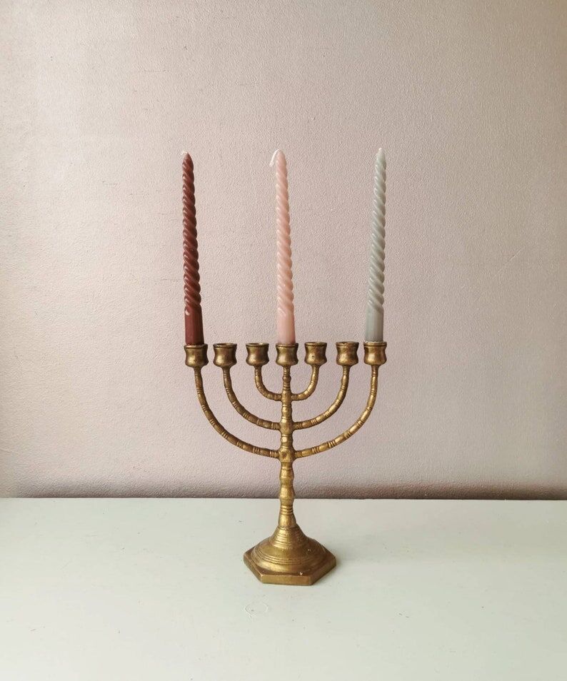 Vintage brass candle holder, 1970