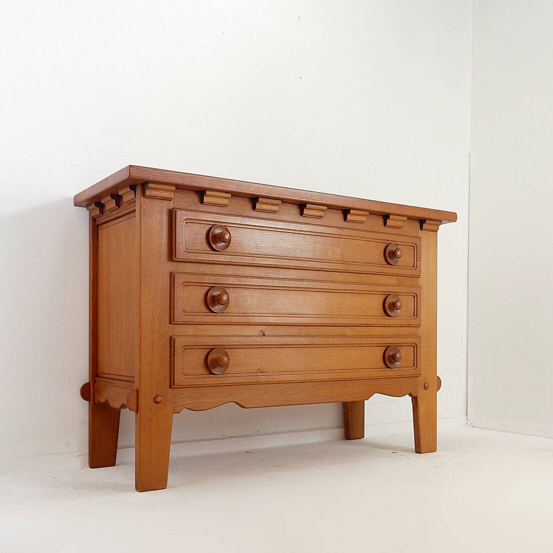 Three-drawer chest of drawers in the style of Guillerme and Chambron - 1960s