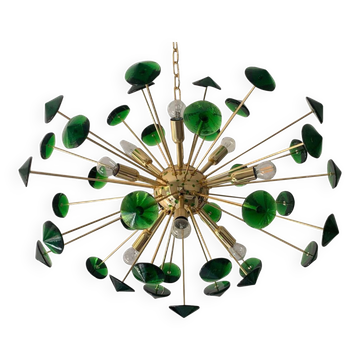 Suspension ovale en verre de murano vert « coni » spoutnik