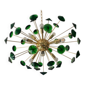 Suspension ovale en verre de murano vert « coni » spoutnik