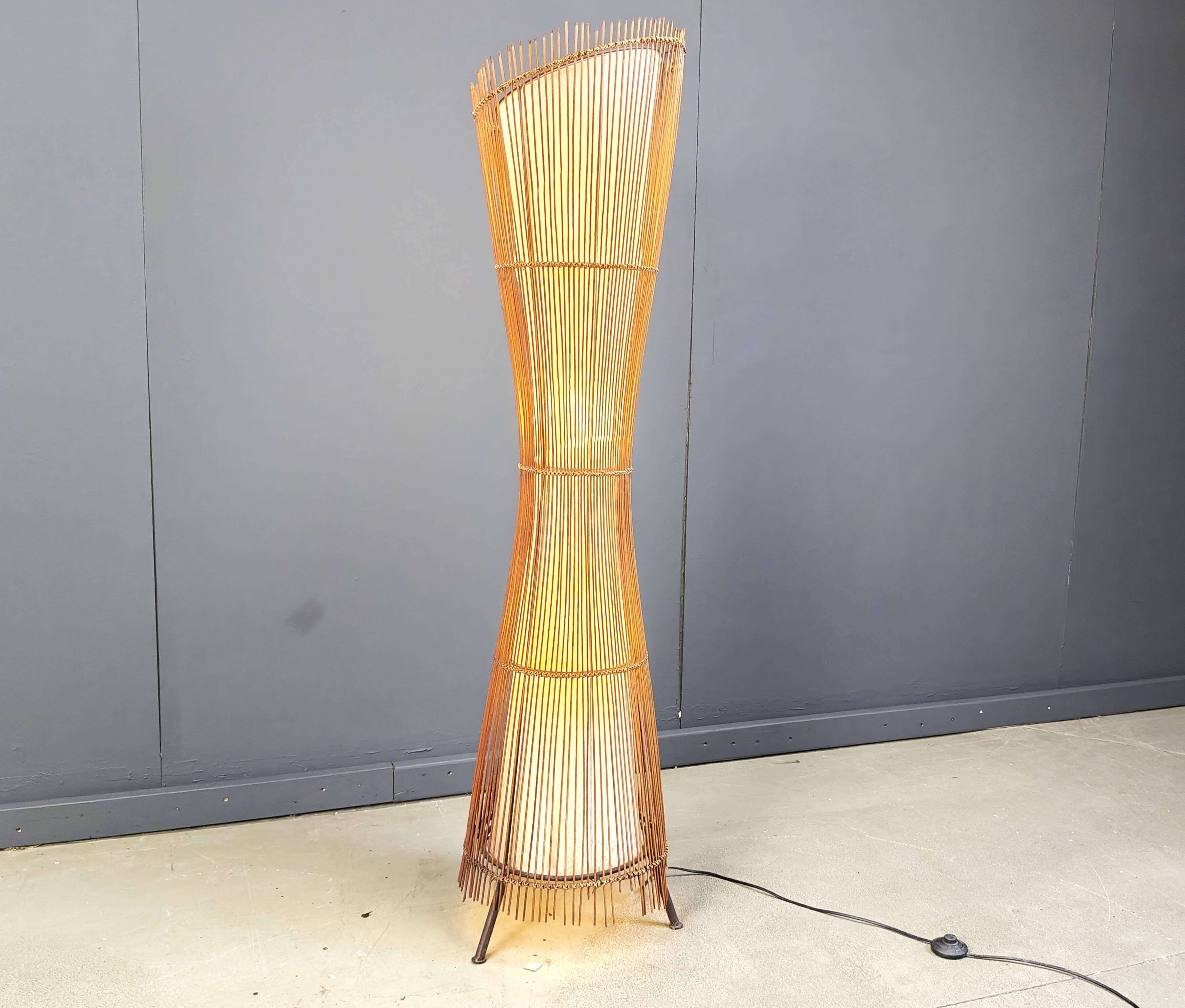 Vintage italian bamboo floor lamp, 1960s