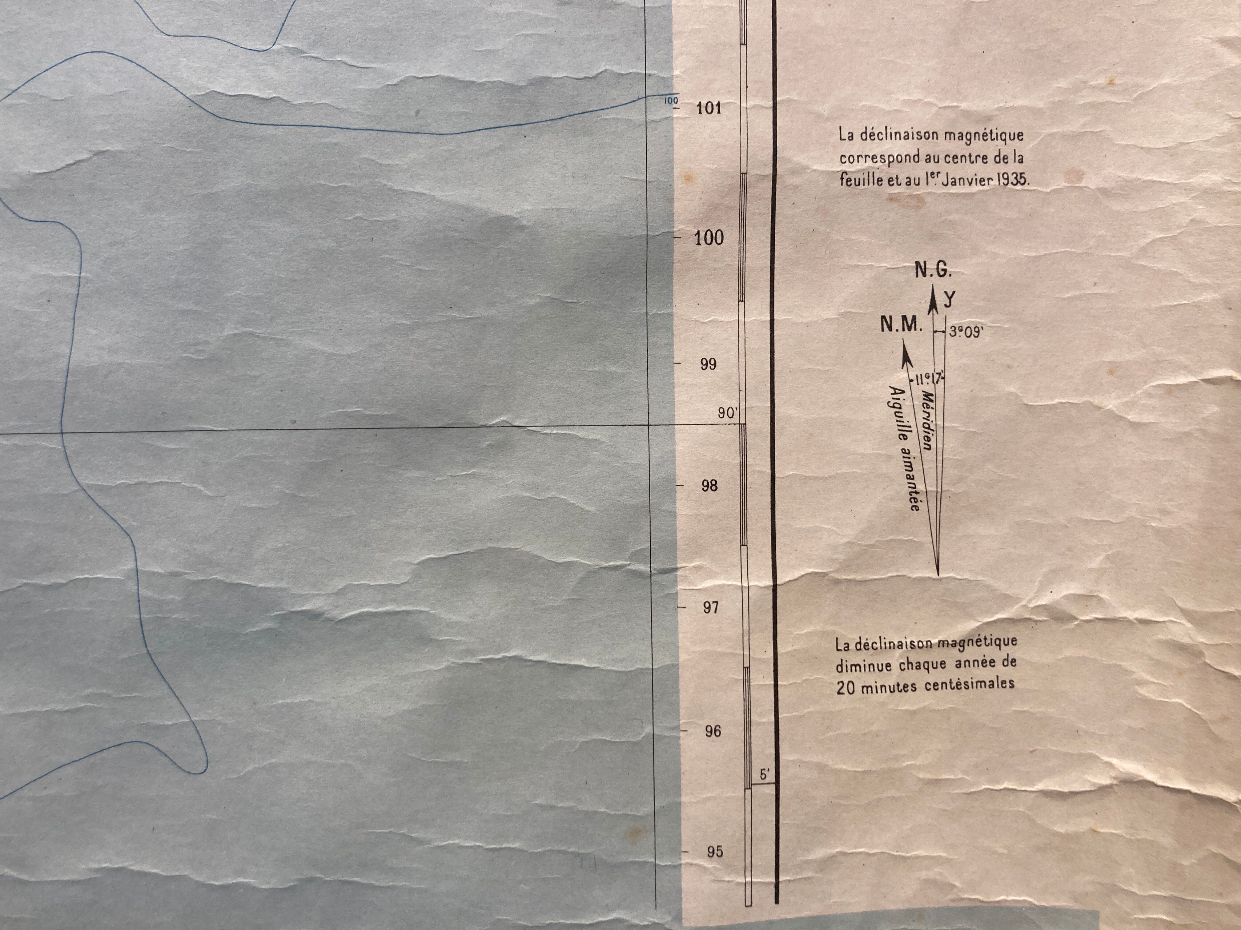 Map of southeastern France on paper