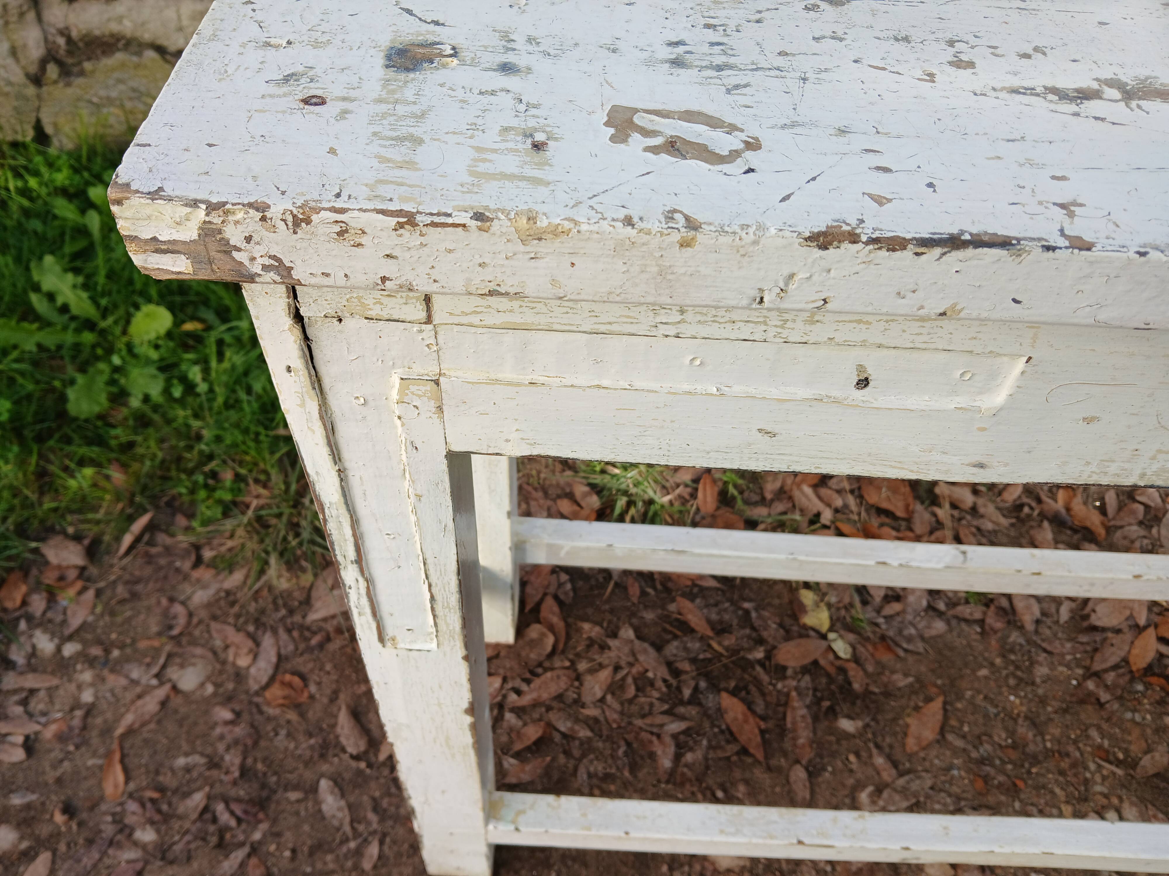 Table d'appoint, console en bois blanc patiné