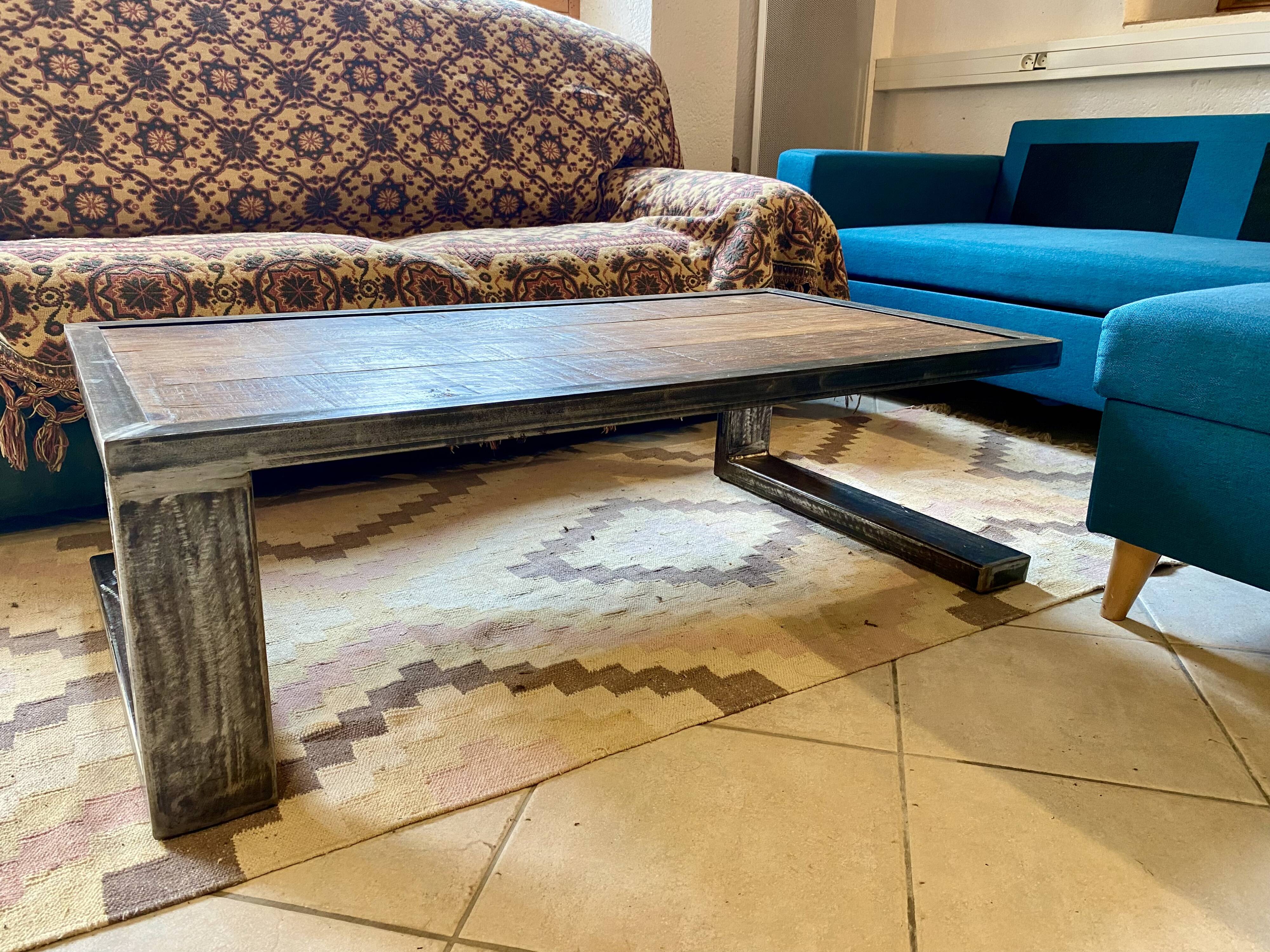 Wood and metal coffee table (artisan carpenter)