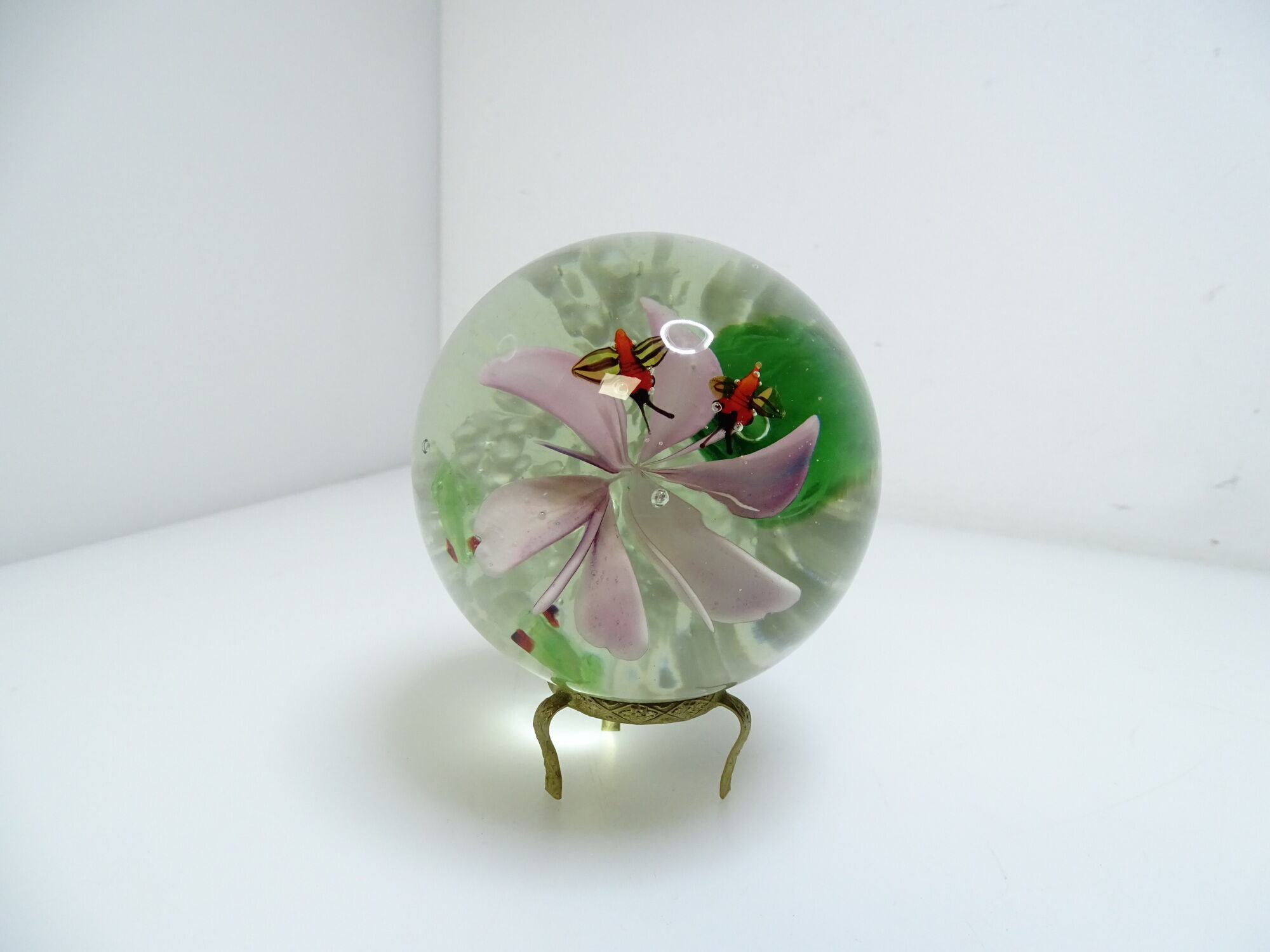 Paper press ball parchment flower, frogs and vintage insects