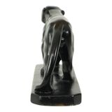 French Art Deco Style Panther Sculpture Black Lacquered Plaster 56cm