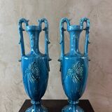 Paire de vase en porcelaine Bleue