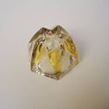 Ancien cendrier en cristal taillé transparent & jaune