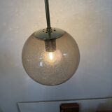 Limburg Glashütte brass smoked glass ball pendant hanging lamp , 1970s