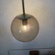 Suspension boule en laiton et verre fumé de Limburg Glashütte, années 1970