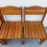 Set of 4 vintage pine chairs from the 70s