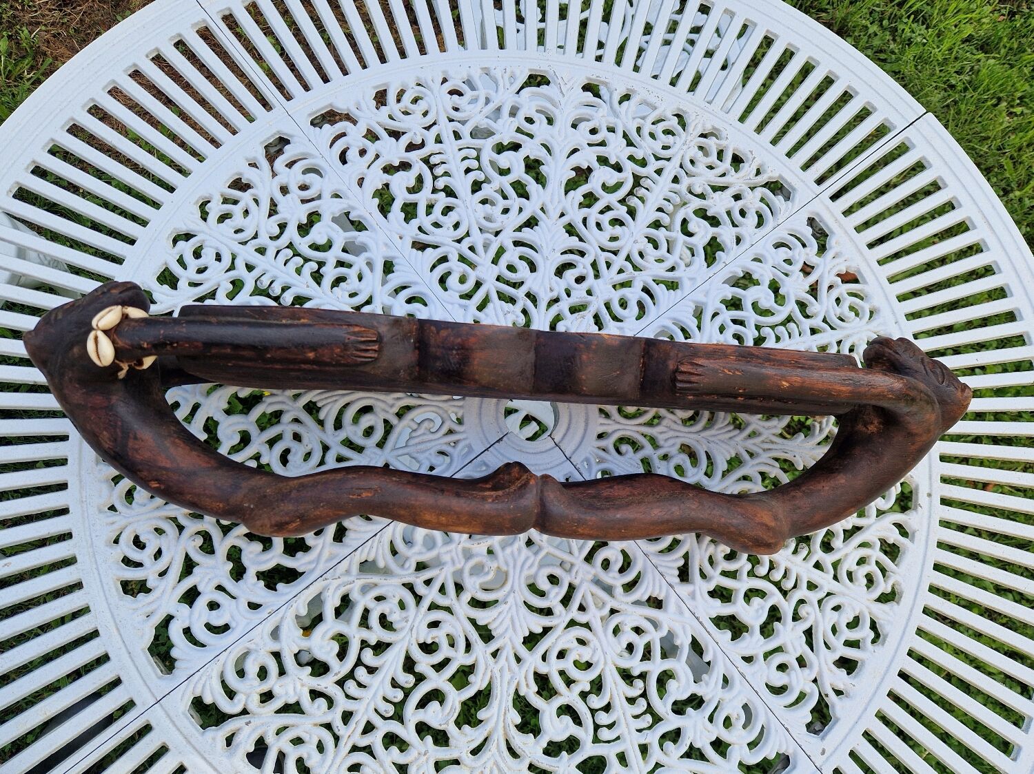 Large vintage Awale Oware game hand carved wood Nigeria 1980s