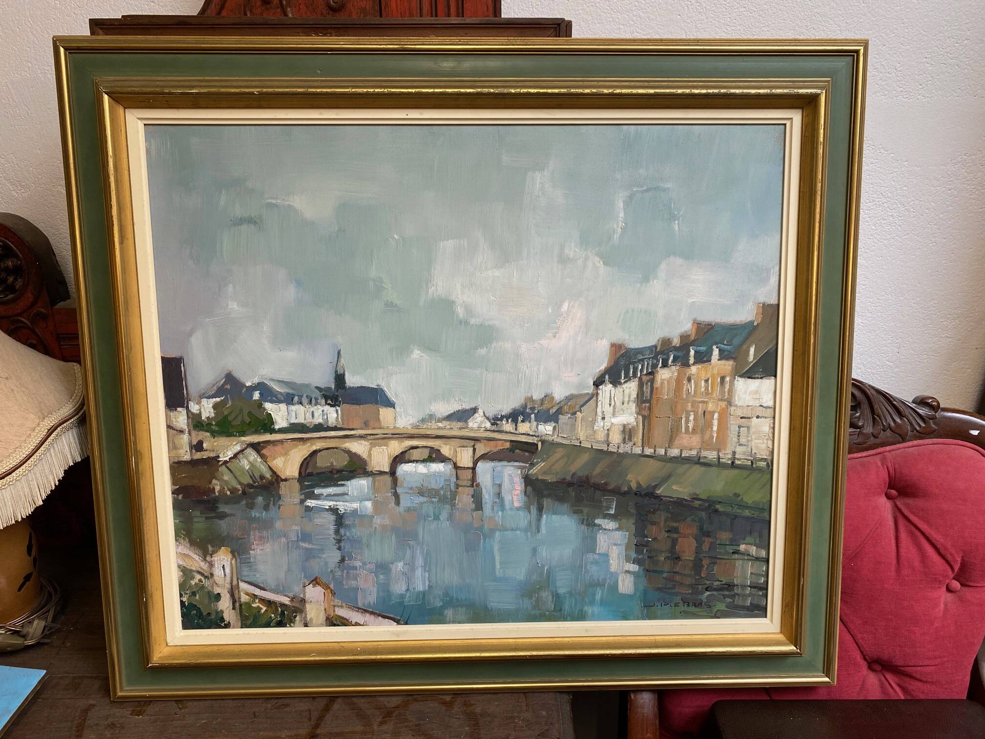 oil painting signed jp le bras painter of the navy port breton view from the p