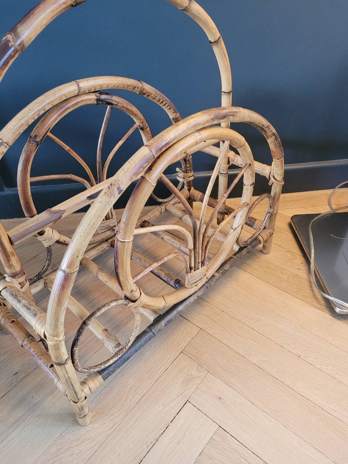 Vintage bamboo magazine rack