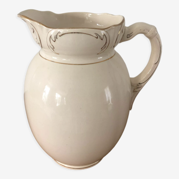 Pitcher / jug / ceramic pitcher with handle and gilding