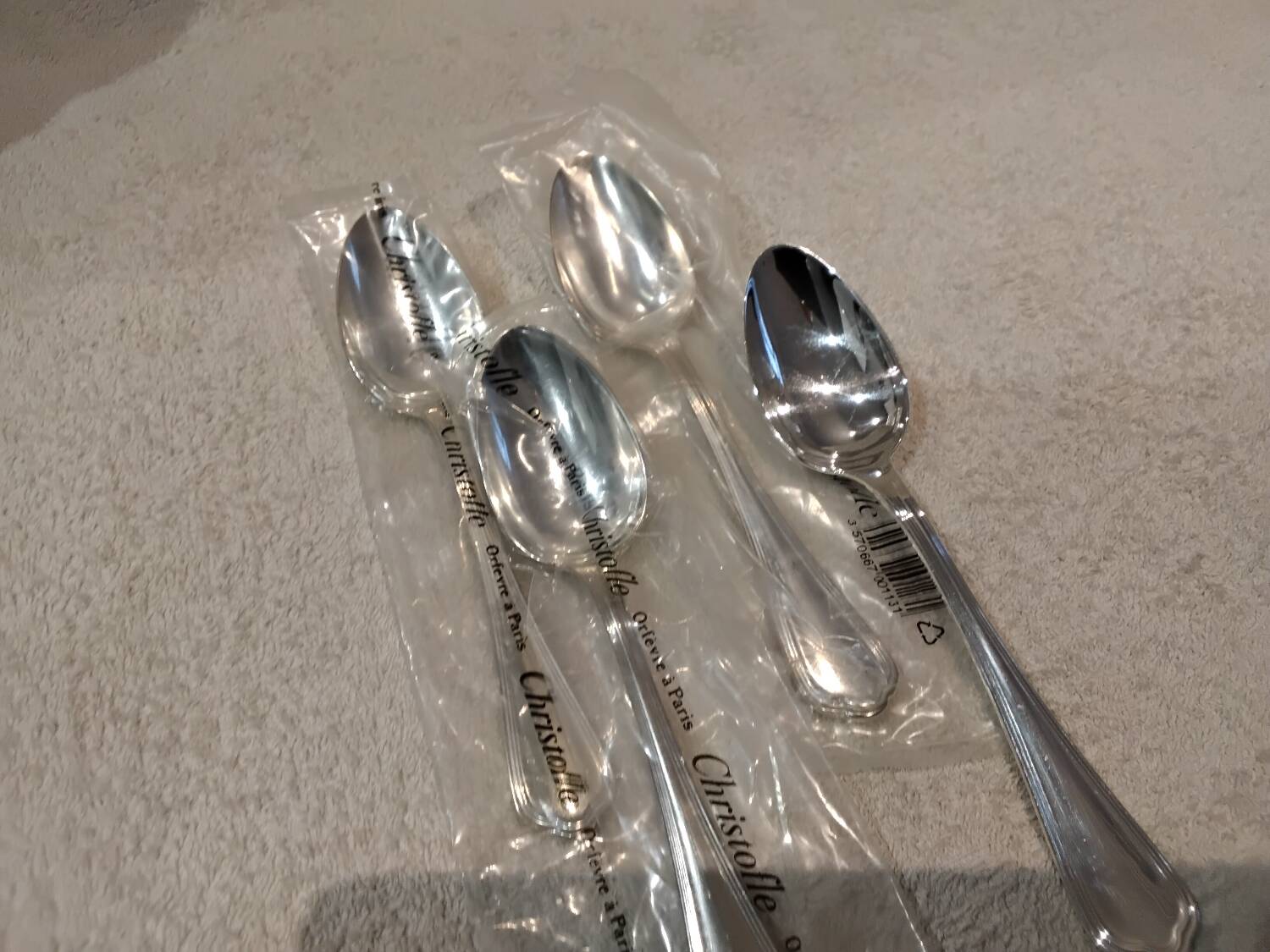 4 silver-plated dessert spoons by Christofle Spatours, new