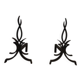 Pair of wrought iron andirons by Raymond Subes