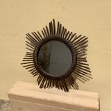 Vintage sun mirror in woven rattan diameter 45 cm retro decoration