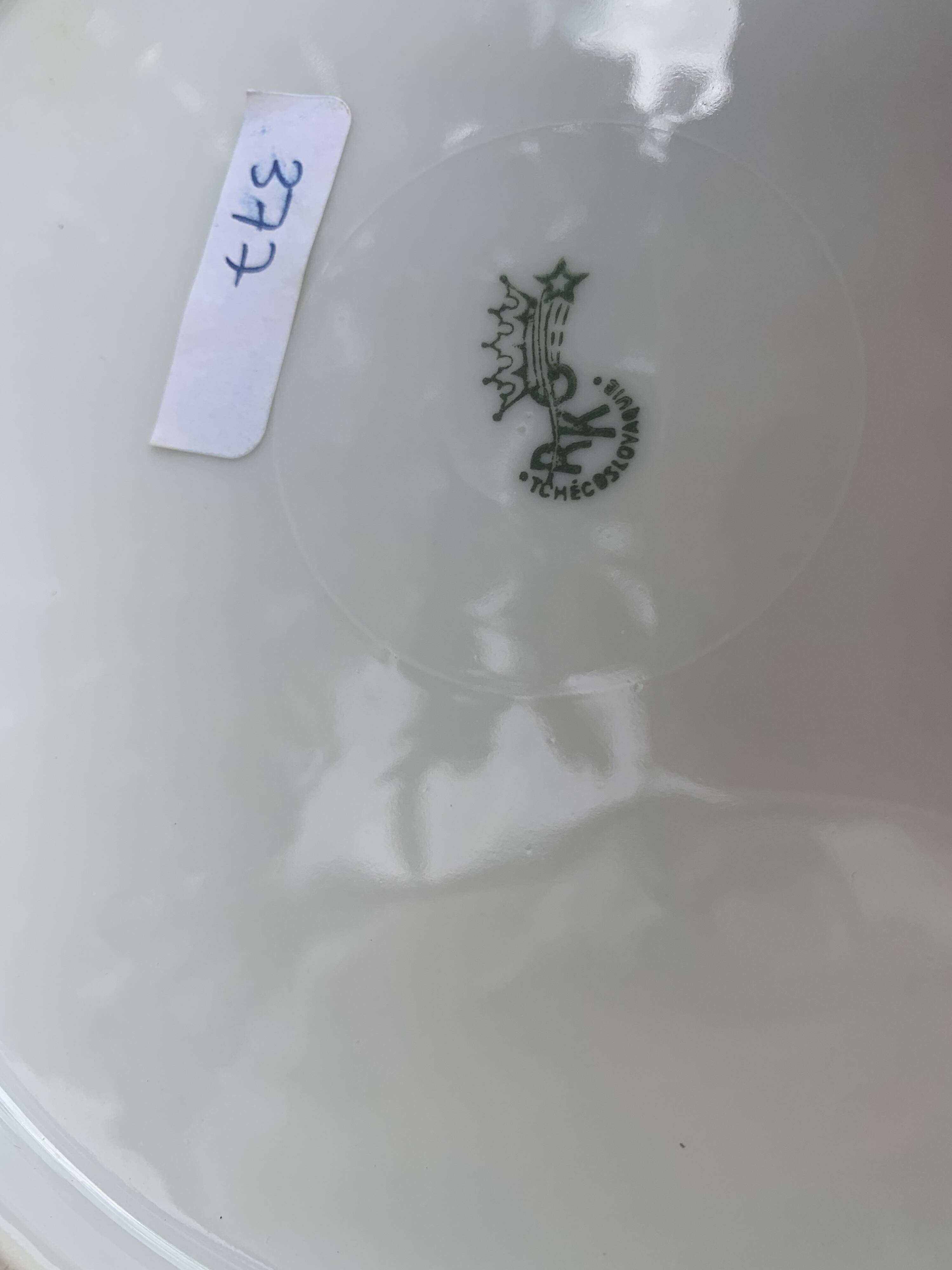 Vintage porcelain cake plate, stamped Czechoslovakia RK