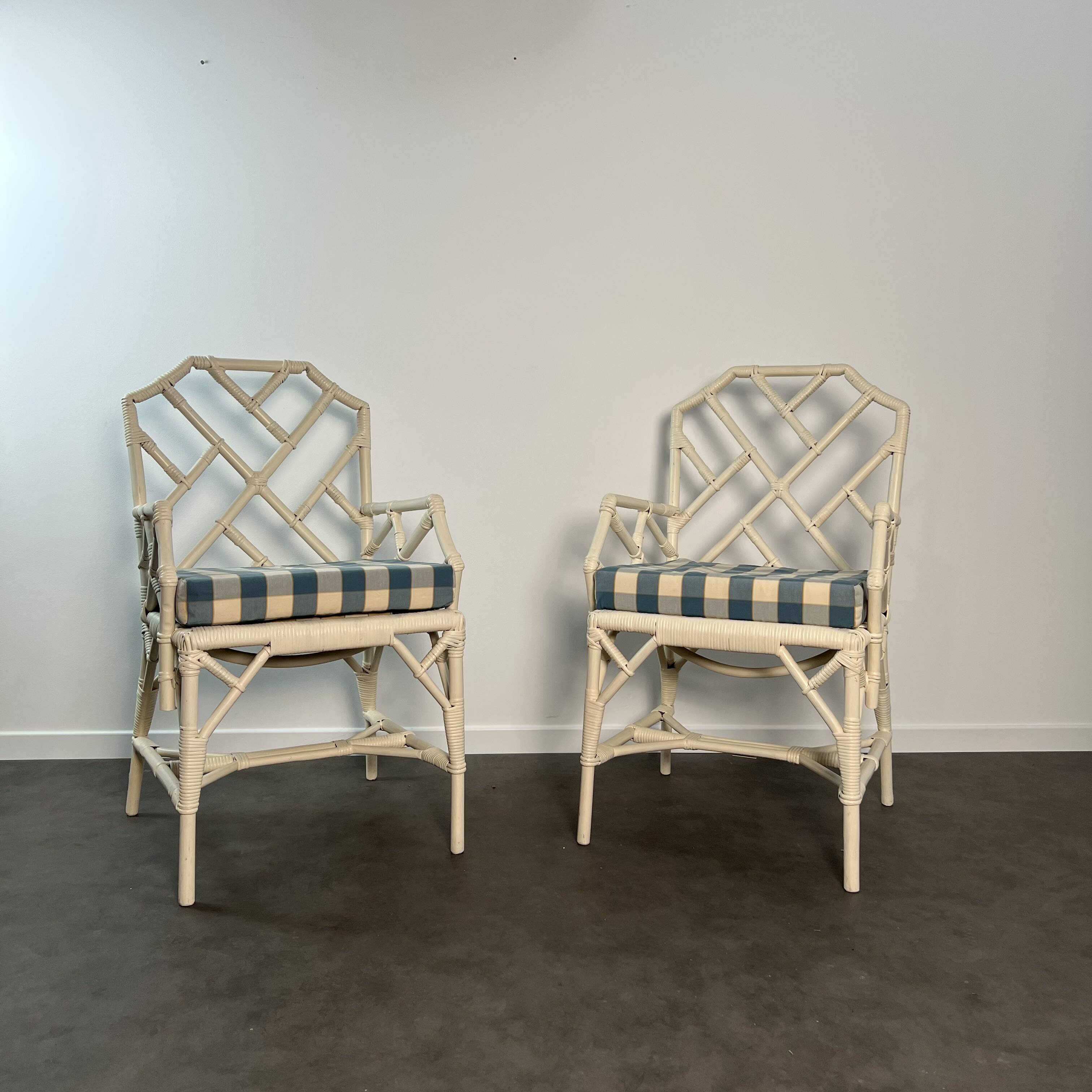 Pair of Angraves armchairs model Invincible in Chinese Chippendale style.