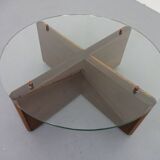 Italian rosewood and glass coffee table, 1960s