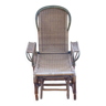 Chaise longue debut xx° in rattan, wicker and wood