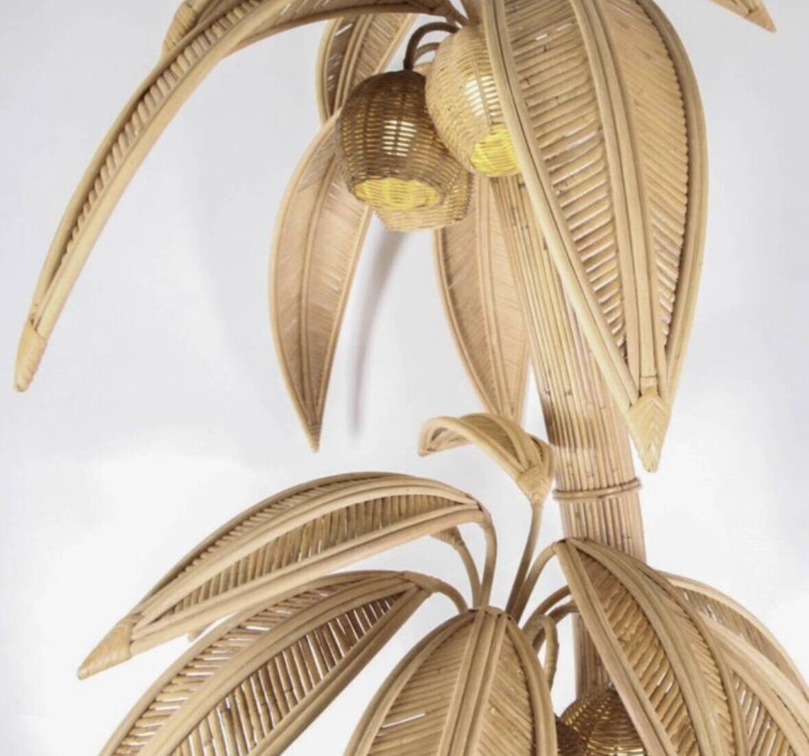 Large rattan “coconut/palm tree” floor lamp