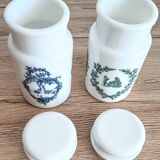 Set of 2 Victorian style opaline apothecary pharmacy jars