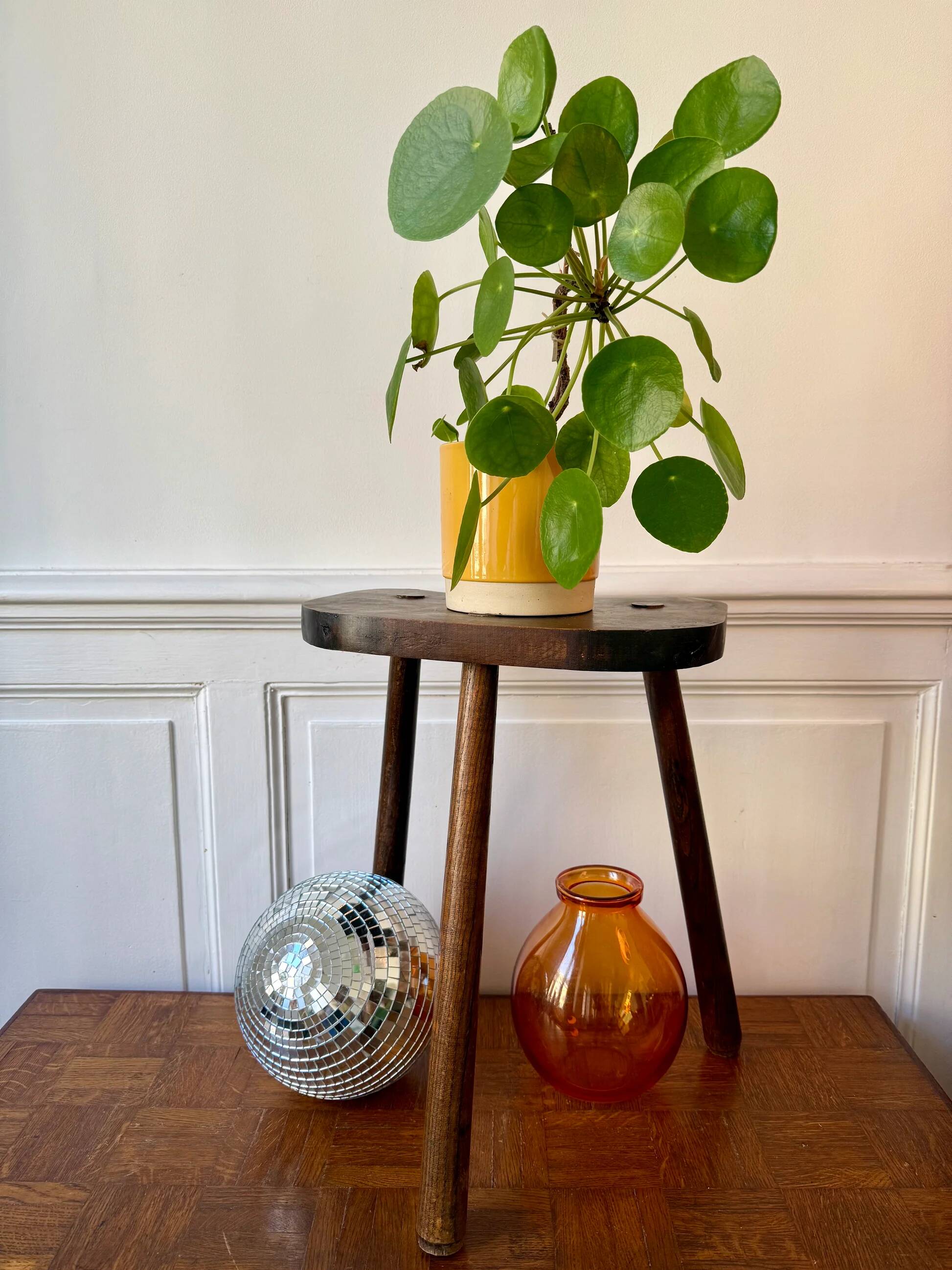 High wooden tripod stool