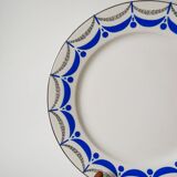 Set of 6 digoin sarreguemines flat plates blue and silver model "moulins" 1950