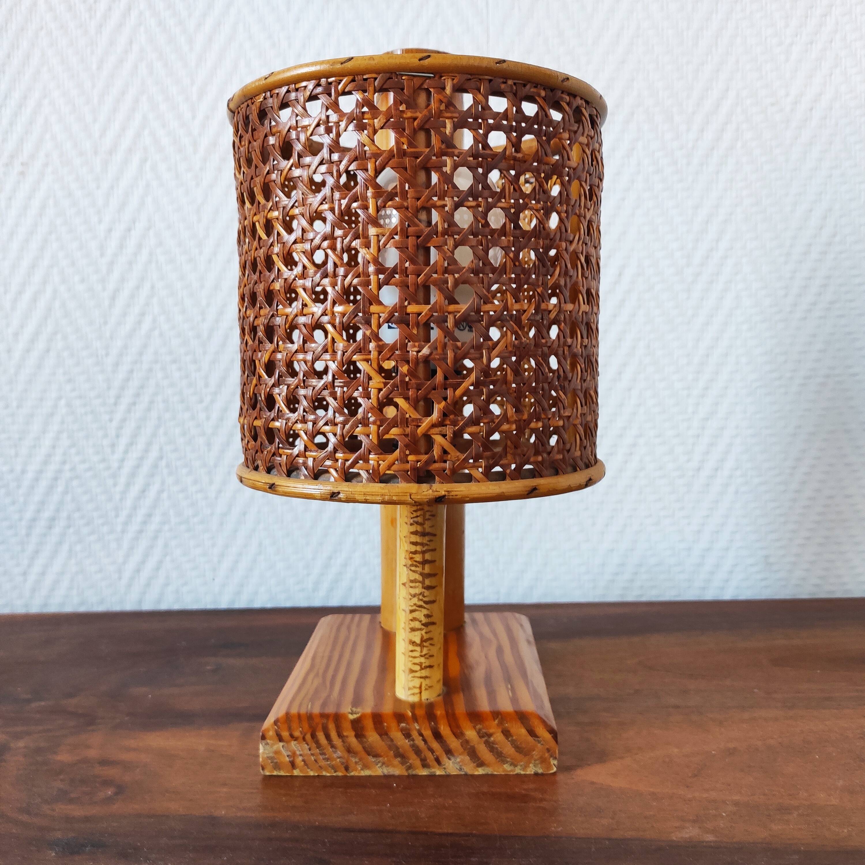 vintage rattan lamp