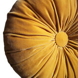 Yellow round velvet cushion