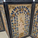 19th century black painted wooden folding screen