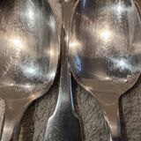 11 silver-plated dessert spoons by Christofle, Cluny pattern, striped