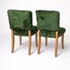 Pair of vintage wooden chairs with green fur effect upholstery – Year