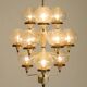 Large 1960s brass and glass tulip ceiling lamp by Hans Agne Jakobsson