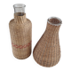 Pair of glass carafes / vases dressed in vintage woven rattan – A