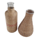 Pair of glass carafes / vases dressed in vintage woven rattan – A
