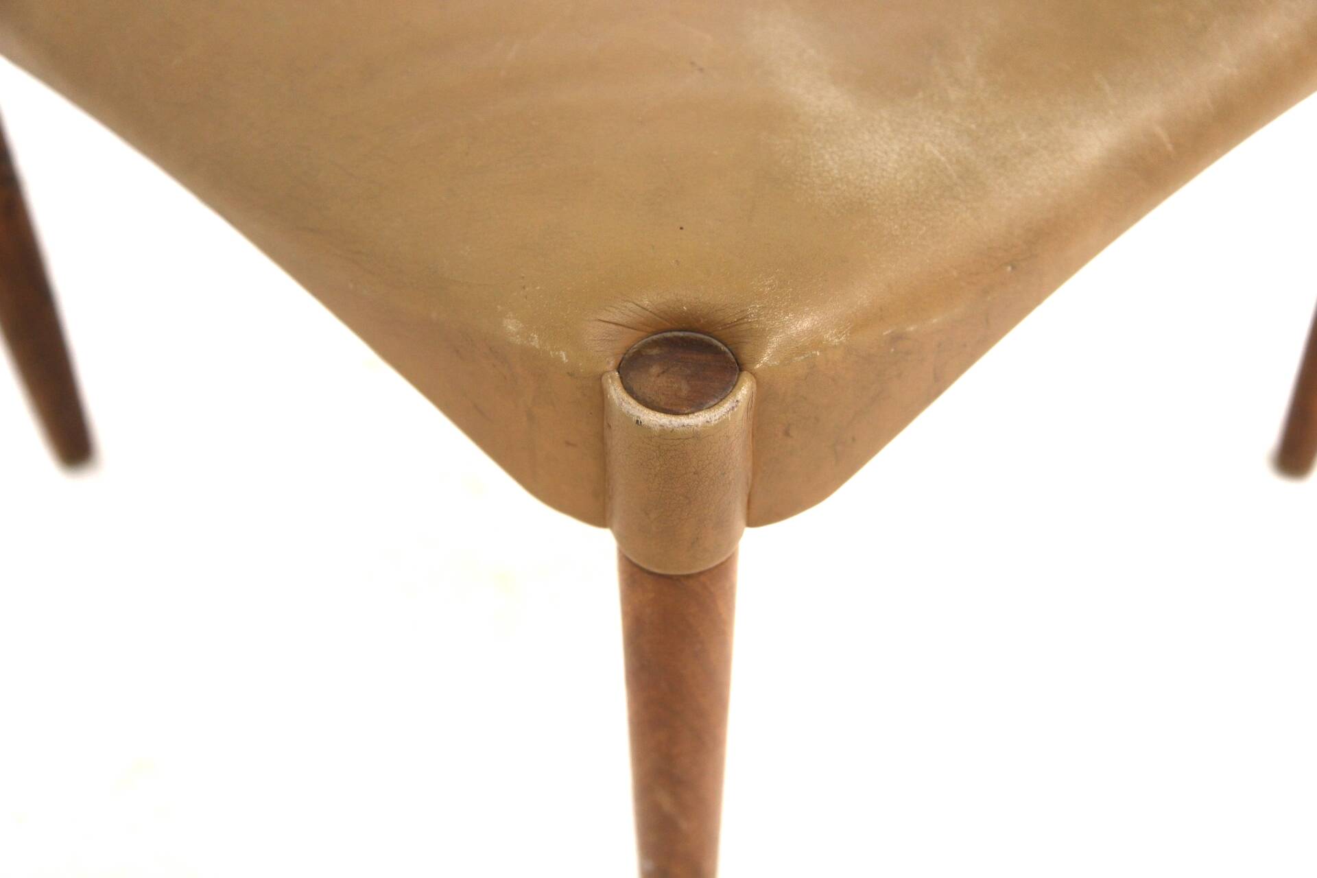 Scandinavian leather footstool, Denmark, 1960s