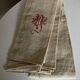 Nappe en toile de chanvre brut 19e brodée XXL