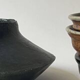 Large handmade spinning top vase in glazed ceramic and signed circa 1950