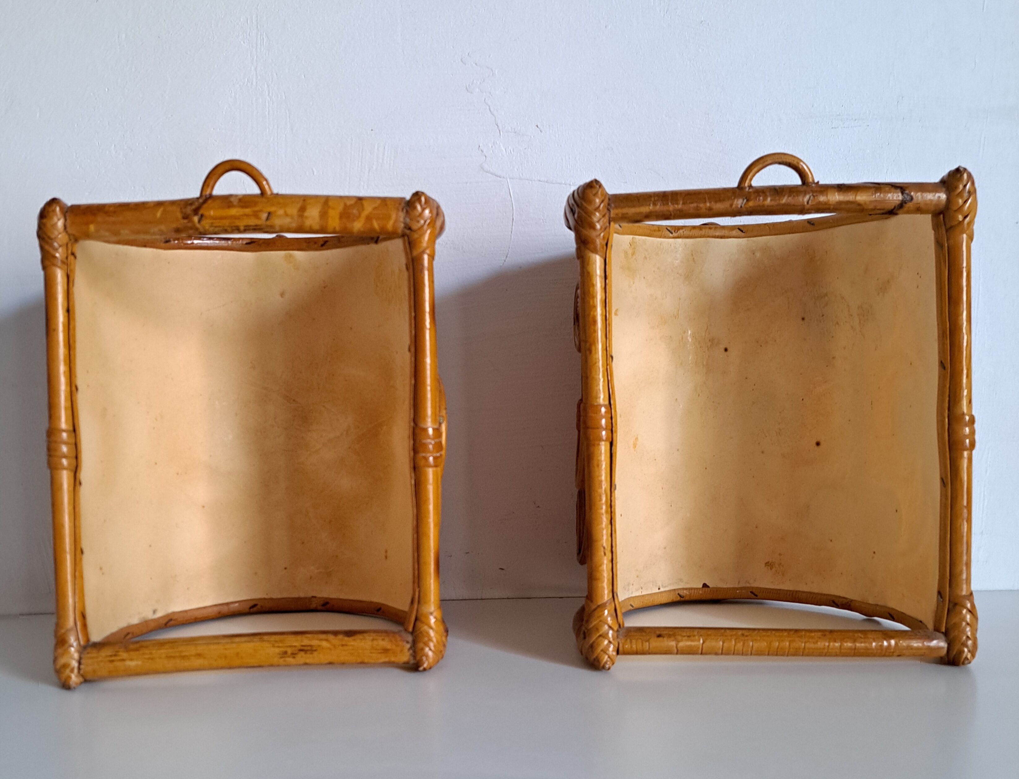 Pair of bamboo sconces