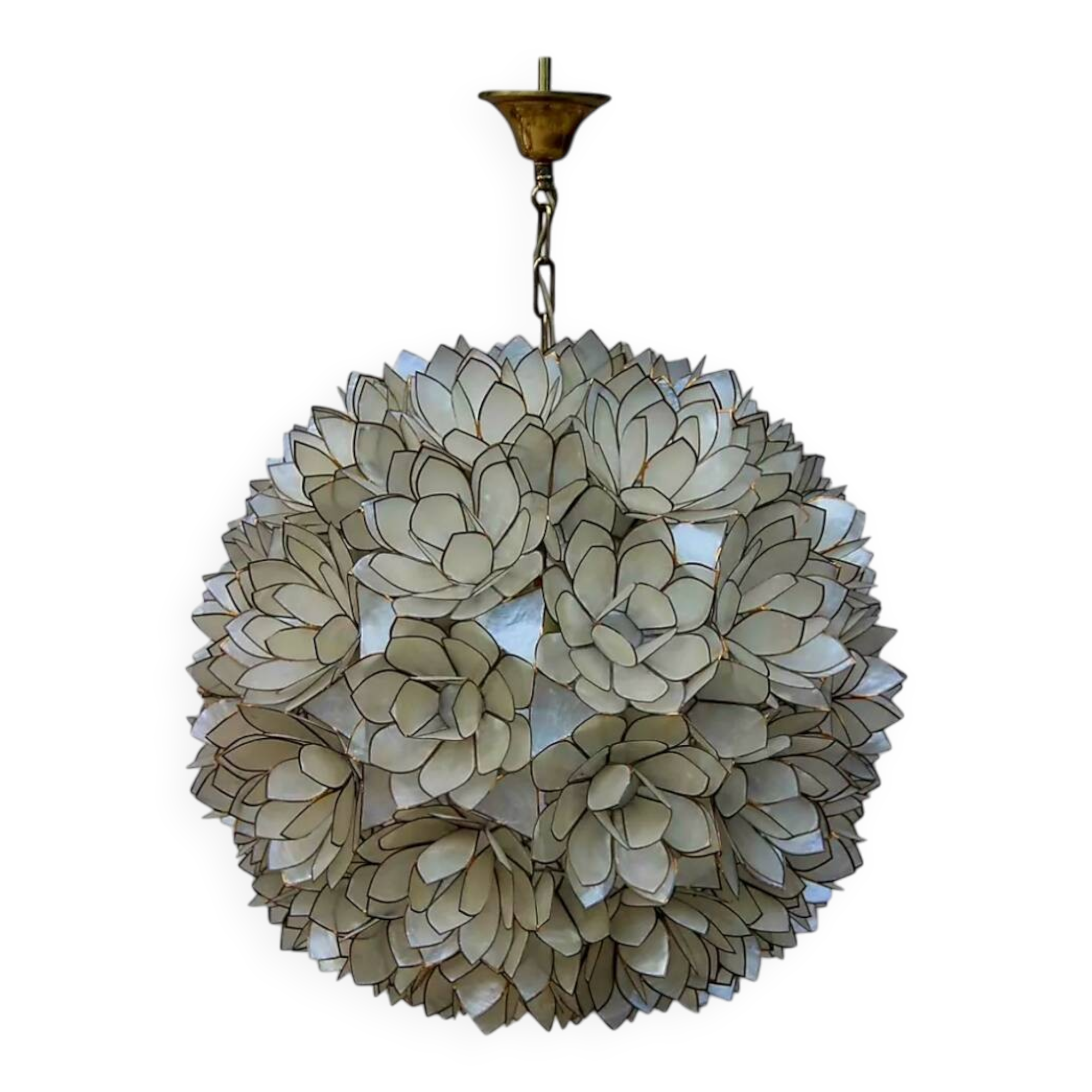 Mother-of-pearl and brass flower pendant – Germany circa 1970