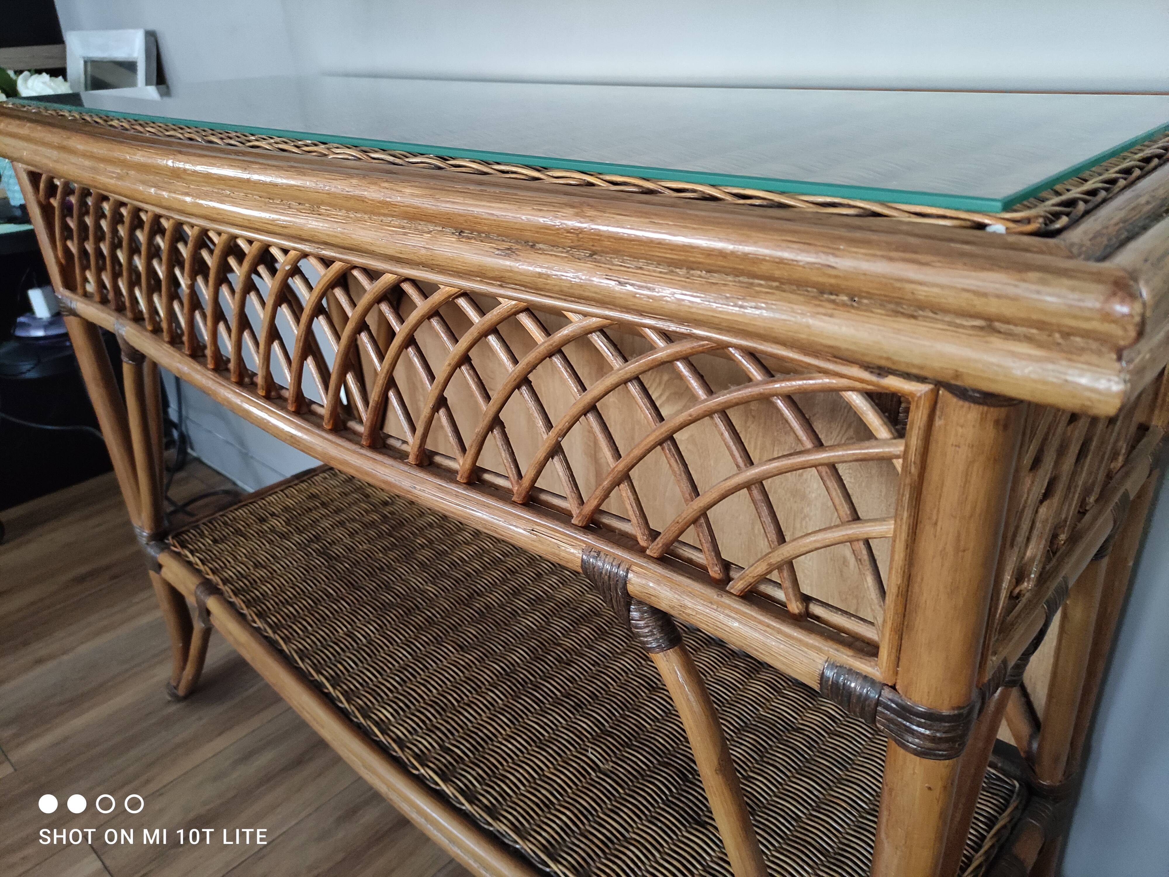 Vintage rattan console