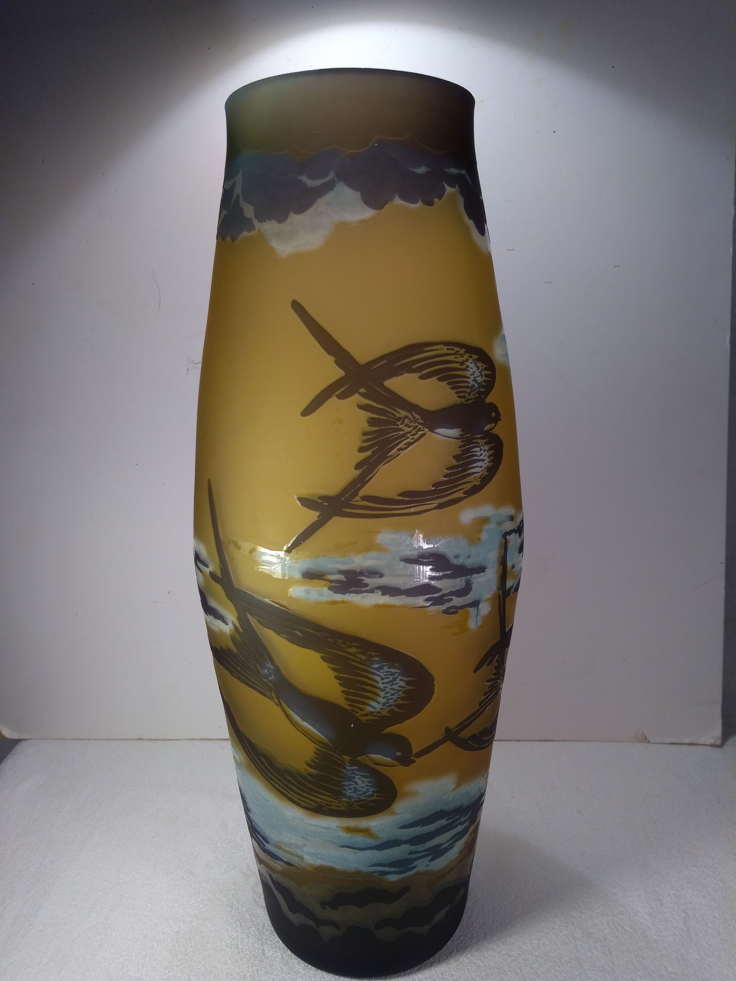 Multi-layered art nouveau glass vase