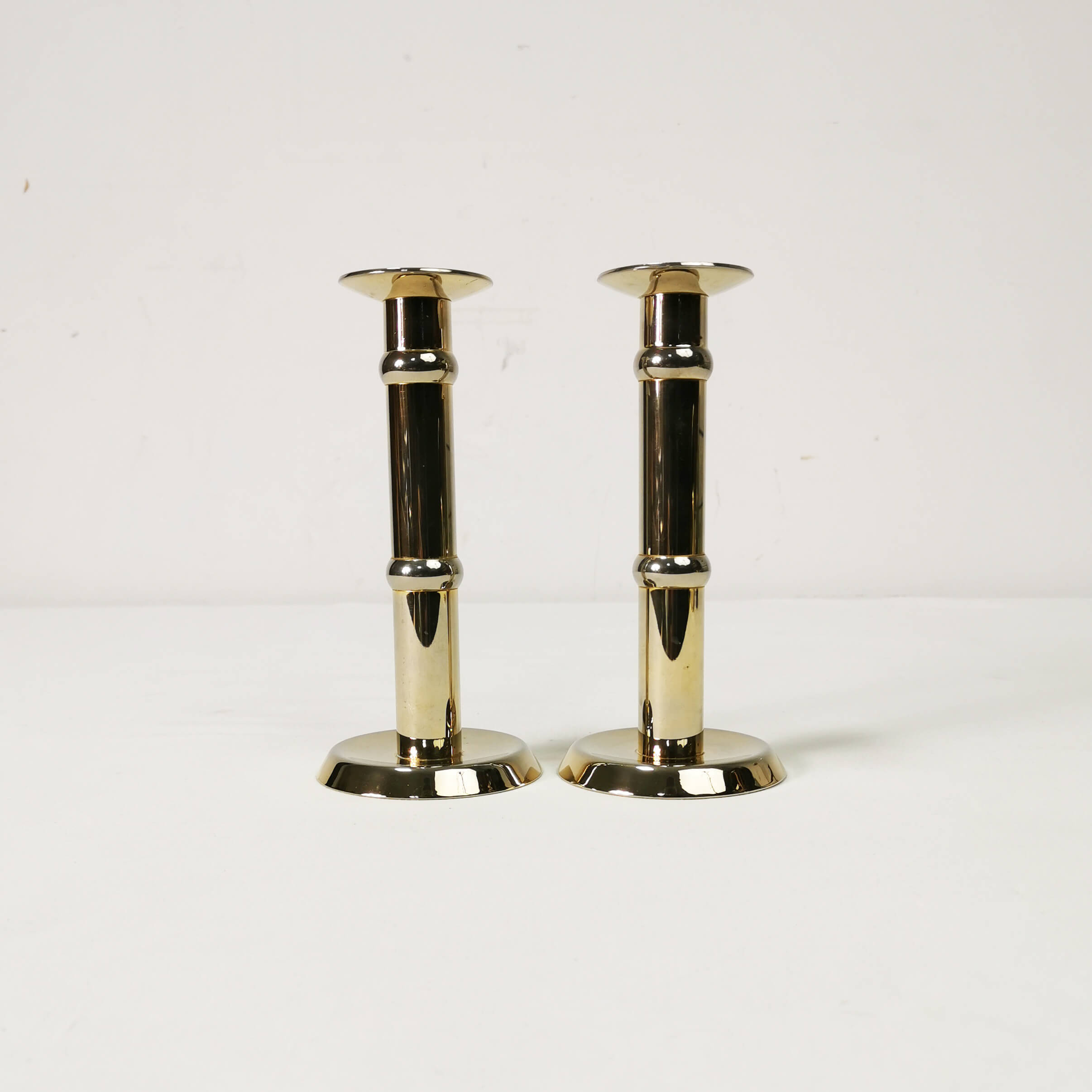 Pair of gilded candlesticks, 1960s Denmark