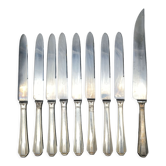 8 knives and 1 serving knife in silver metal Deetjen
