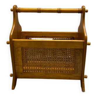 Wood and cane magazine rack